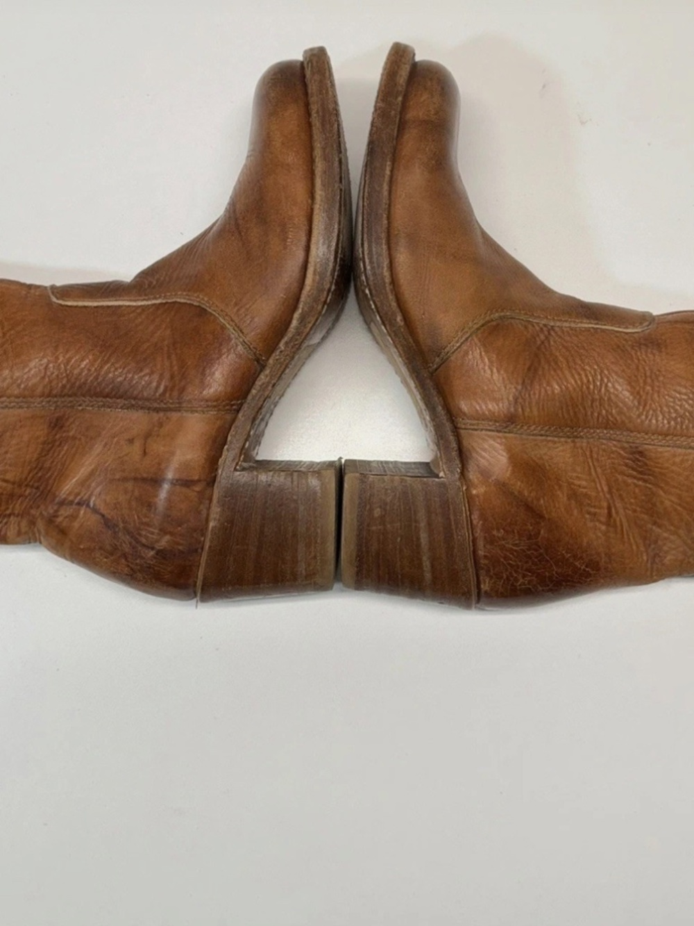 RARE! Vintage Frye Campus "Made In USA" Inside Zip Ankle Boots Saddle Leather - Picture 16 of 16
